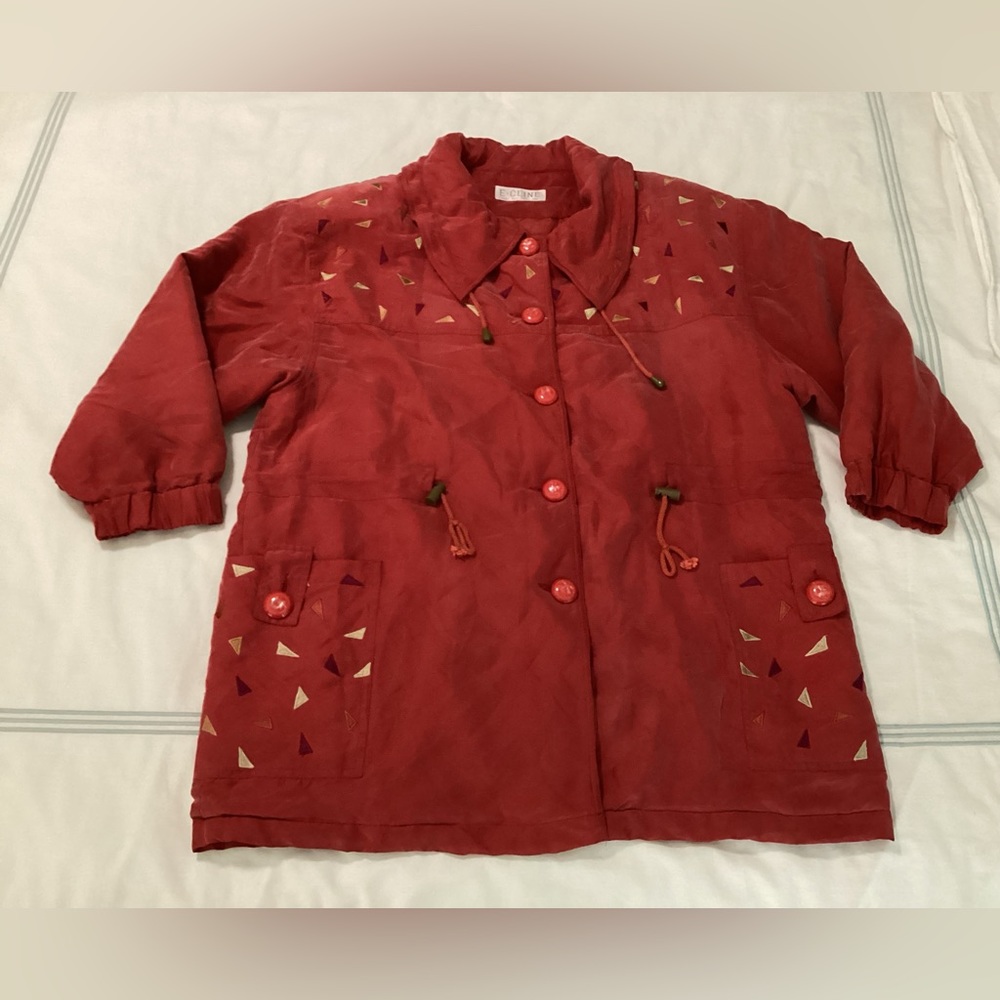 vintage Red silk jacket - Picture 4 of 9